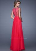 Picture of: Long Prom Dress with Sheer Net Detail and Embellishments in Red, Style: 20807, Back Picture