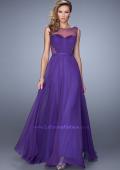 Picture of: Long Prom Dress with Sheer Net Detail and Embellishments in Purple, Style: 20807, Detail Picture 1