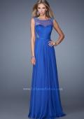 Picture of: Long Prom Dress with Sheer Net Detail and Embellishments in Blue, Style: 20807, Detail Picture 2