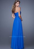 Picture of: Long Strapless Gown with Pleated Bodice and Belt in Blue, Style: 20808, Back Picture