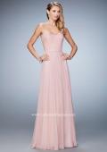 Picture of: Long Strapless Gown with Pleated Bodice and Belt Nude, Style: 20808, Detail Picture 2