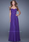 Picture of: Long Strapless Gown with Pleated Bodice and Belt in Purple, Style: 20808, Detail Picture 4