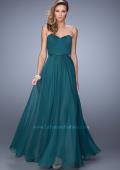 Picture of: Long Strapless Gown with Pleated Bodice and Belt in Green, Style: 20808, Detail Picture 5