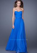 Picture of: Long Strapless Gown with Pleated Bodice and Belt in Blue, Style: 20808, Detail Picture 6