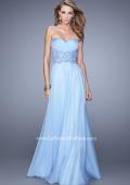 Picture of: Strapless Chiffon Dress with Sweetheart Neck and Ruching in Blue, Style: 20815, Detail Picture 2