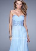 Picture of: Strapless Chiffon Dress with Sweetheart Neck and Ruching in Blue, Style: 20815, Detail Picture 4