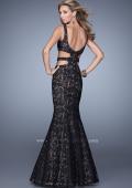 Picture of: Long Lace Mermaid Dress with Cut Outs in Black, Style: 20824, Back Picture
