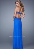 Picture of: Long Jersey Prom Dress with Beaded Lace Trim in Blue, Style: 20826, Back Picture
