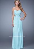 Picture of: Long Jersey Prom Dress with Beaded Lace Trim in Blue, Style: 20826, Detail Picture 1