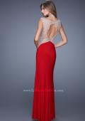 Picture of: Sleeveless Dress with Sheer Straps and Crystal Beading in Red, Style: 20842, Back Picture