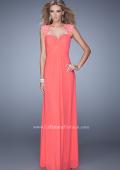 Picture of: Cap Sleeve Net Jersey Dress with Keyhole Back in Coral, Style: 20844, Main Picture