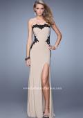 Picture of: Jersey Prom Gown with Pearl Encrusted Embroidery in Nude, Style: 20855, Detail Picture 2