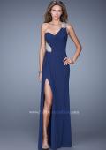 Picture of: One Shoulder Long Jersey Prom Dress with Open Back in Blue, Style: 20865, Main Picture