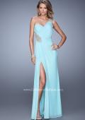 Picture of: One Shoulder Long Jersey Prom Dress with Open Back in Aqua, Style: 20865, Detail Picture 1