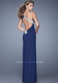 Picture of: One Shoulder Long Jersey Prom Dress with Open Back in Blue, Style: 20865, Detail Picture 2