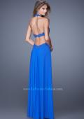 Picture of: Halter Net Jersey Prom Dress with Beaded Lace Trim in Blue, Style: 20867, Back Picture