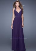 Picture of: Halter Net Jersey Prom Dress with Beaded Lace Trim in Purple, Style: 20867, Detail Picture 1