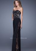 Picture of: Long Lace Corset Bodice Prom Dress with Open Back in Black, Style: 20869, Main Picture