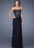 Picture of: Long Lace Corset Bodice Prom Dress with Open Back in Black, Style: 20869, Detail Picture 1