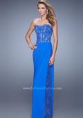 Picture of: Long Lace Corset Bodice Prom Dress with Open Back in Blue, Style: 20869, Detail Picture 2