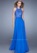 Picture of: Halter Neck and Lace Bodice Long Prom Gown in Blue, Style: 20874, Detail Picture 1