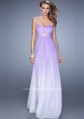 Picture of: Long Ombre Chiffon Dress with Ruching and Pearls in Purple, Style: 20885, Main Picture