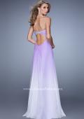 Picture of: Long Ombre Chiffon Dress with Ruching and Pearls in Purple, Style: 20885, Back Picture