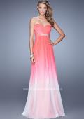 Picture of: Long Ombre Chiffon Dress with Ruching and Pearls in Pink, Style: 20885, Detail Picture 3