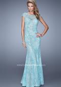 Picture of: Lace Dress with Vintage Inspired Pearls and Cap Sleeves in Aqua, Style: 20892, Main Picture