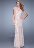 Picture of: Lace Dress with Vintage Inspired Pearls and Cap Sleeves in Pink, Style: 20892, Detail Picture 1