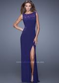 Picture of: Jersey Prom Dress with Sheer Side and Neckline Panels in Purple, Style: 20894, Main Picture