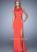 Picture of: Jersey Prom Dress with Sheer Side and Neckline Panels in Red, Style: 20894, Detail Picture 3