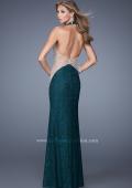 Picture of: Lace Halter Prom Gown with Crystal Beading in Blue, Style: 20896, Back Picture