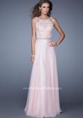 Picture of: Sheer Straps and Lace Bodice Prom Dress with Belt in Pink, Style: 20899, Main Picture
