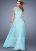 Picture of: Sheer Straps and Lace Bodice Prom Dress with Belt in Aqua, Style: 20899, Detail Picture 2