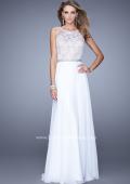 Picture of: Sheer Straps and Lace Bodice Prom Dress with Belt in White, Style: 20899, Detail Picture 3