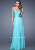 Picture of: Ruched and Beaded Long Chiffon Prom Dress in Aqua, Style: 20901, Main Picture
