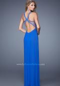 Picture of: Net Jersey Prom Dress with Sheer Beaded Straps in Blue, Style: 20903, Back Picture