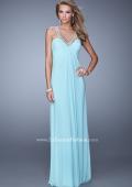 Picture of: Net Jersey Prom Dress with Sheer Beaded Straps in Aqua, Style: 20903, Detail Picture 2