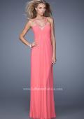 Picture of: Net Jersey Prom Dress with Sheer Beaded Straps in Coral, Style: 20903, Detail Picture 3