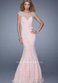 Picture of: Long Lace Cap Sleeve Mermaid Gown with Beading in Pink, Style: 20905, Main Picture