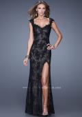Picture of: Lace Prom Dress with Sheer Lace Cap Sleeves in Black, Style: 20914, Main Picture