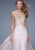 Picture of: Long Chiffon Gown with Embroidered Bodice with "X" Back in Pink, Style: 20921, Main Picture