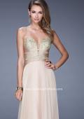 Picture of: Long Chiffon Gown with Embroidered Bodice with "X" Back in Nude, Style: 20921, Detail Picture 7