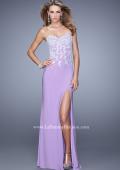 Picture of: Strapless Jersey Dress with Slit and Beaded Lace Fade in Purple, Style: 20923, Detail Picture 1