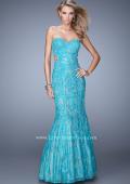 Picture of: Long Lace Mermaid Prom Gown with Open Back in Aqua, Style: 20925, Main Picture