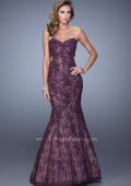 Picture of: Long Lace Mermaid Prom Gown with Open Back in Purple, Style: 20925, Detail Picture 1