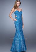 Picture of: Long Lace Mermaid Prom Gown with Open Back in Teal, Style: 20925, Detail Picture 3