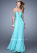 Picture of: Graceful Strapless Chiffon Dress with Iridescent Stones in Aqua, Style: 20930, Main Picture