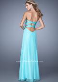 Picture of: Graceful Strapless Chiffon Dress with Iridescent Stones in Aqua, Style: 20930, Back Picture